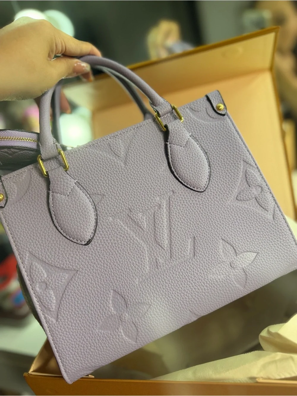 Lilac Embossed Top-Handle Tote - Luxury Inspired